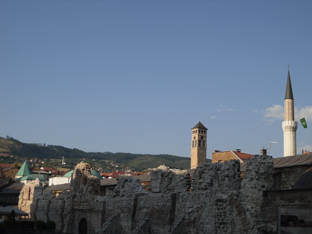 Baščaršija old town square with the Sebilj fountain in Sarajevo, Bosnia and Herzegovina