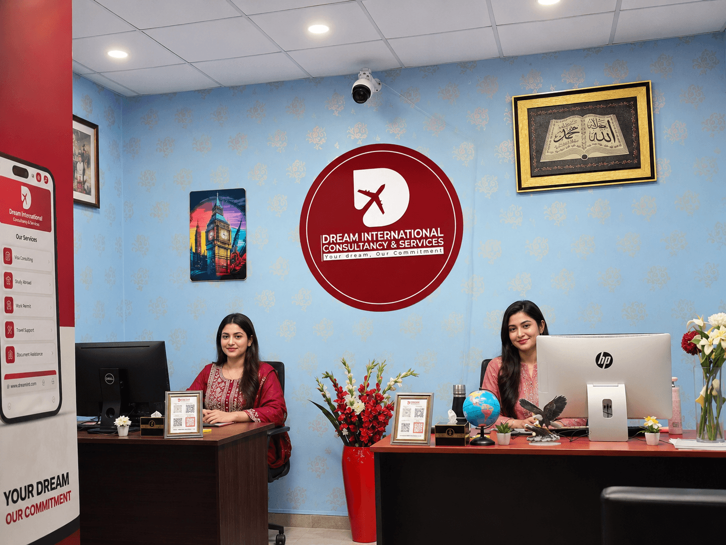 Dream International reception desk with consultants